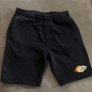 Vans Black Athletic Shorts with Flame Graphic